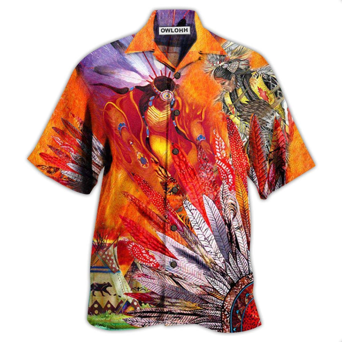 Hawaiian Shirt / Adults / S Native America Amazing With Fire Red Cool - Hawaiian Shirt - Owls Matrix LTD