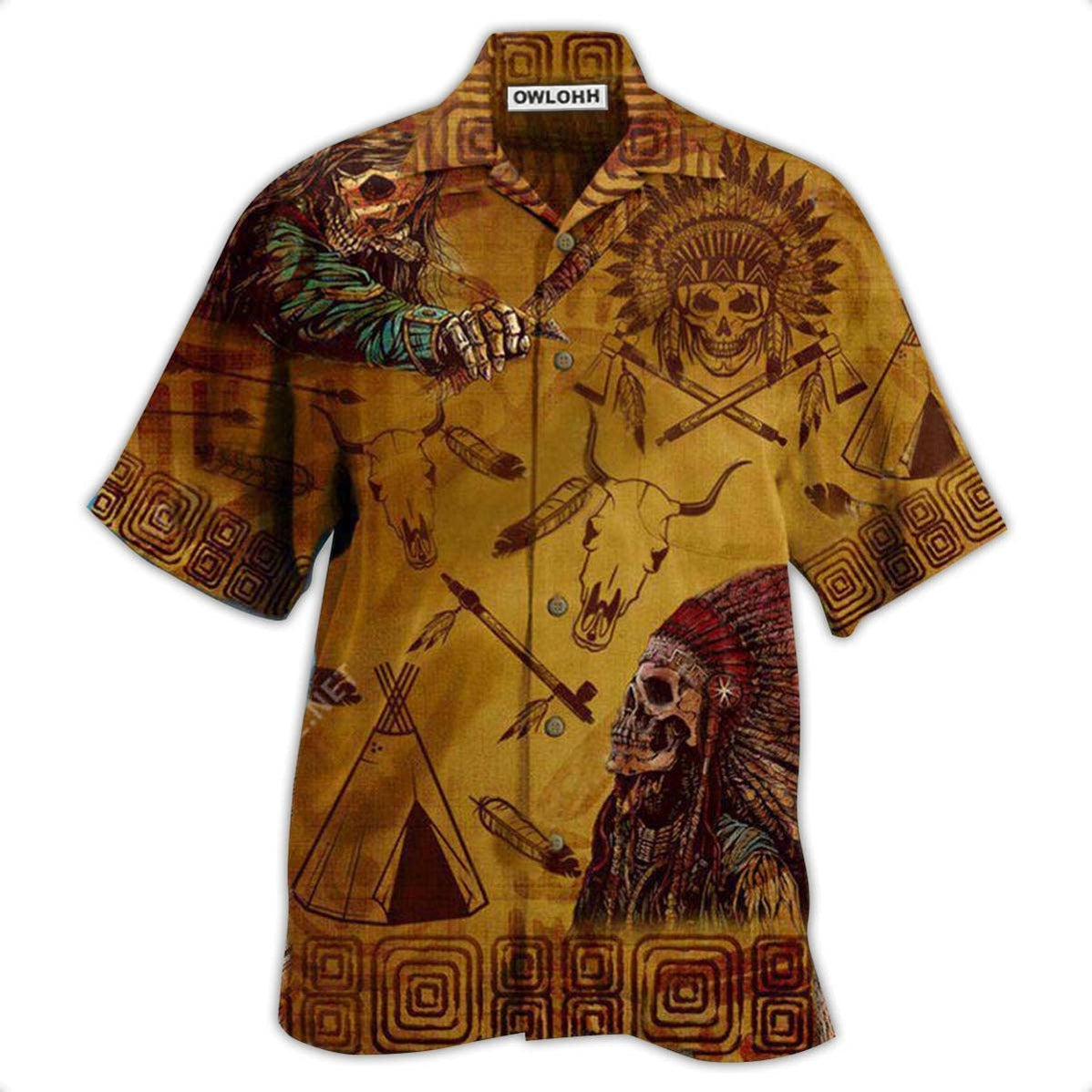 Hawaiian Shirt / Adults / S Native America Spirit Of A Nation Vintage - Hawaiian Shirt - Owls Matrix LTD