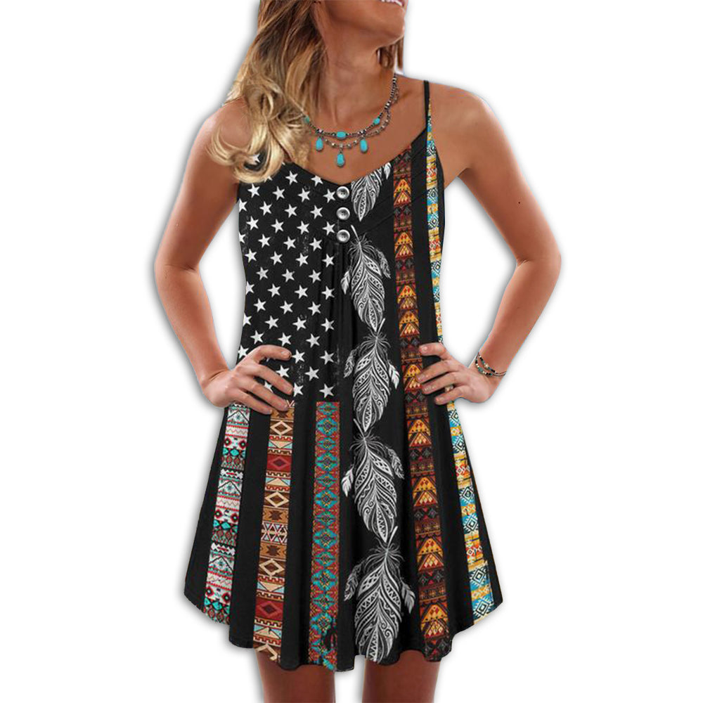 Native America Summer Vibes Black Style - Summer Dress - Owls Matrix LTD