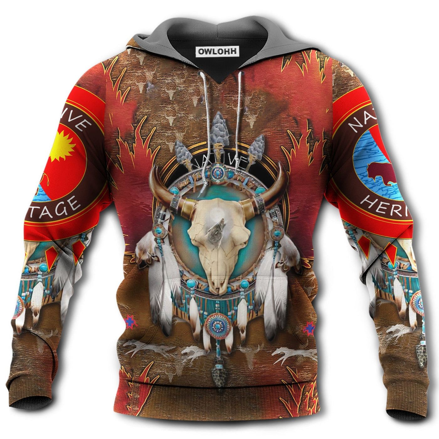 Unisex Hoodie / S Native American Culture Bull - Hoodie - Owls Matrix LTD