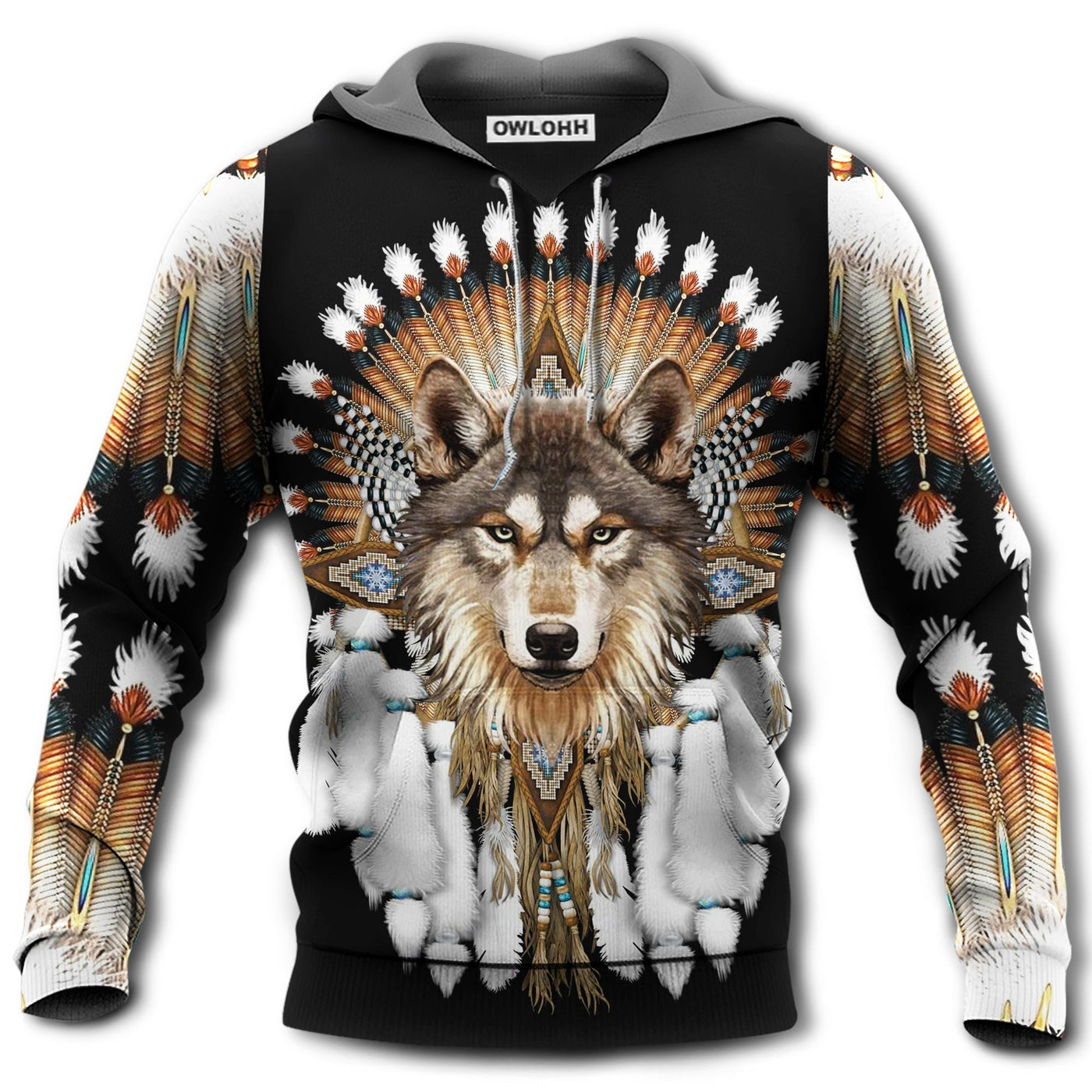 Unisex Hoodie / S Native American Culture With Cool Wolf - Hoodie - Owls Matrix LTD
