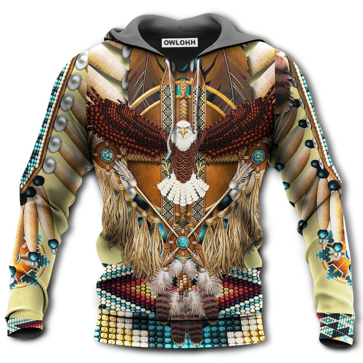Unisex Hoodie / S Native American Eagle Pattern - Hoodie - Owls Matrix LTD