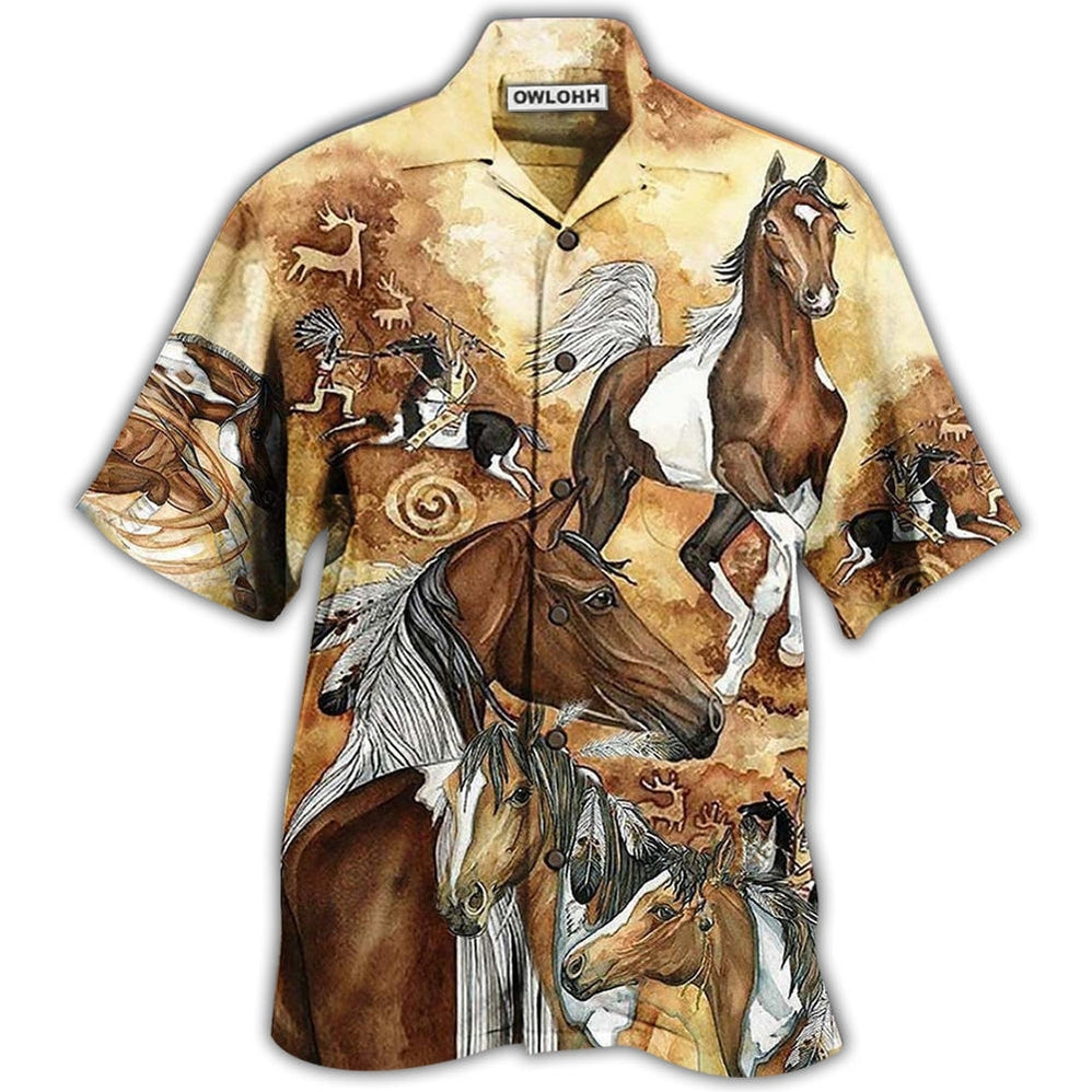 Hawaiian Shirt / Adults / S Native American Horse - Hawaiian Shirt - Owls Matrix LTD