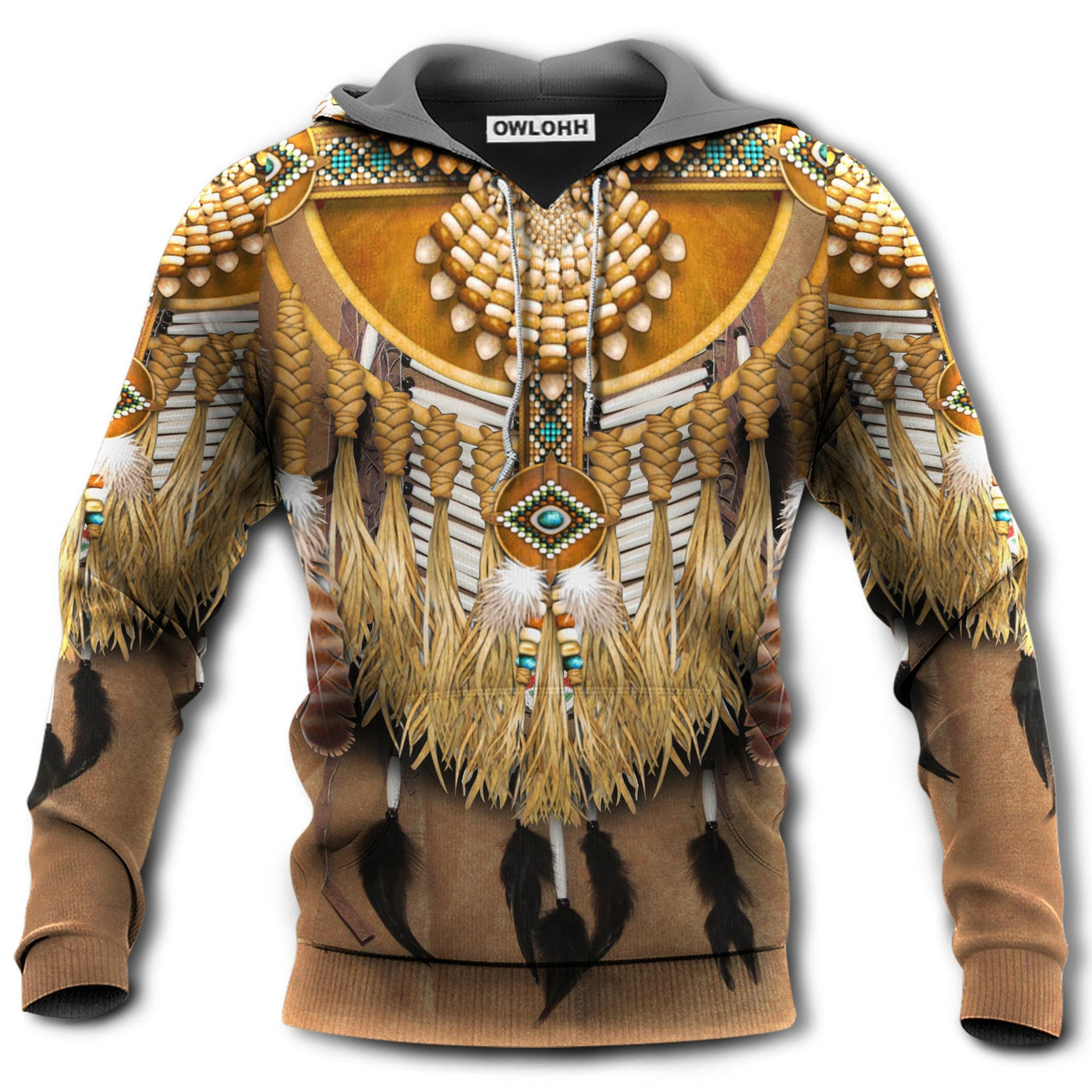 Unisex Hoodie / S Native American Pattern Feather - Hoodie - Owls Matrix LTD