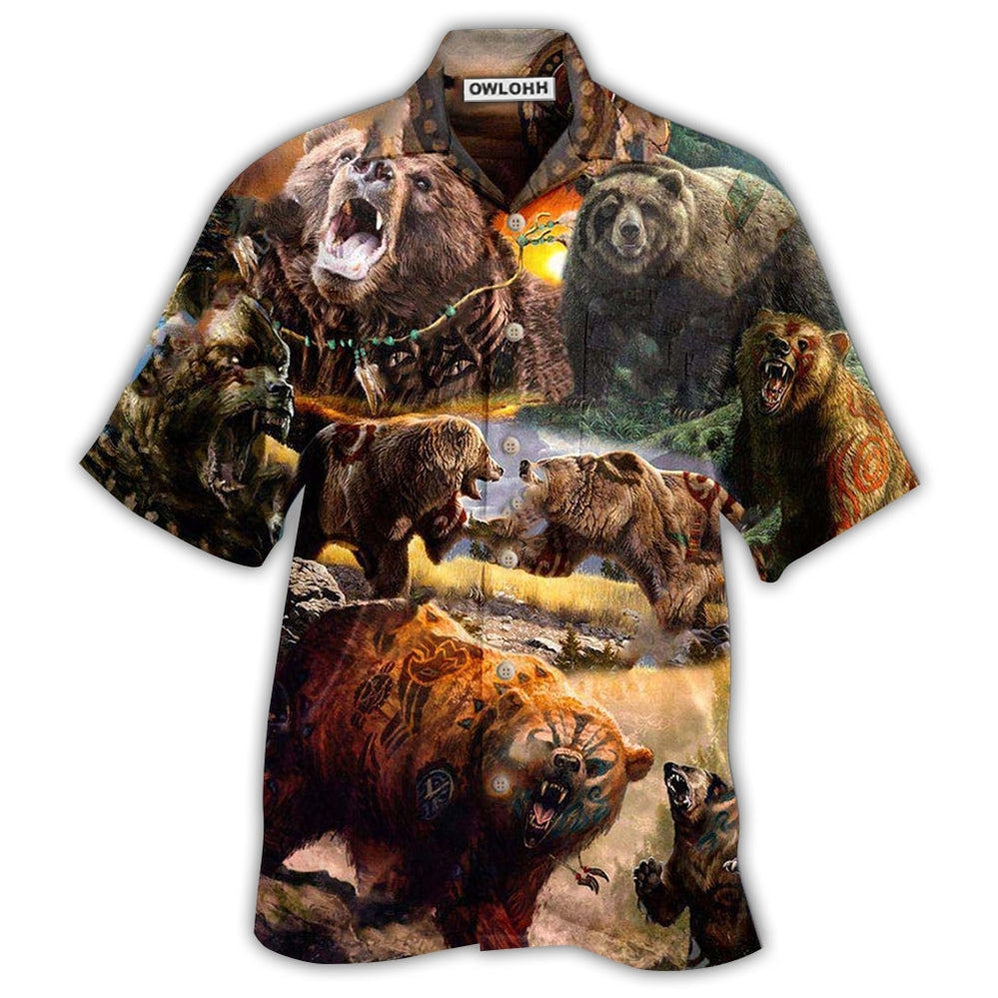 Hawaiian Shirt / Adults / S Native Bears Keep The Native Spirit - Hawaiian Shirt - Owls Matrix LTD