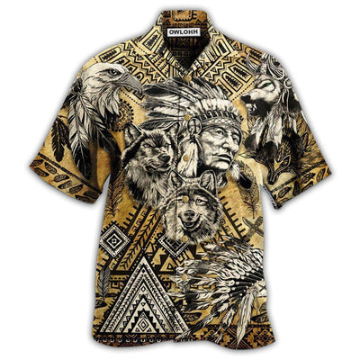 Hawaiian Shirt / Adults / S Native Born To Be A Native American Vintage - Hawaiian Shirt - Owls Matrix LTD
