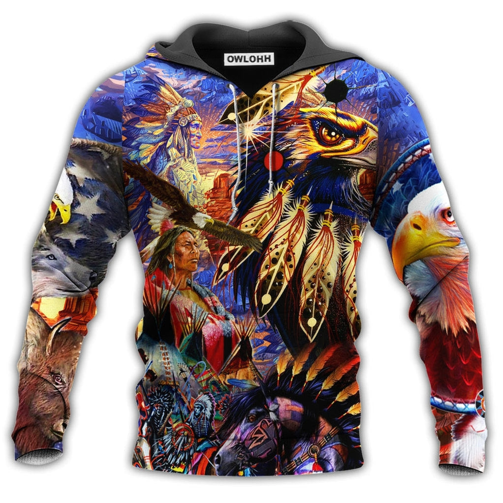 Unisex Hoodie / S Native Eagle All My Heart Bright Colors - Hoodie - Owls Matrix LTD