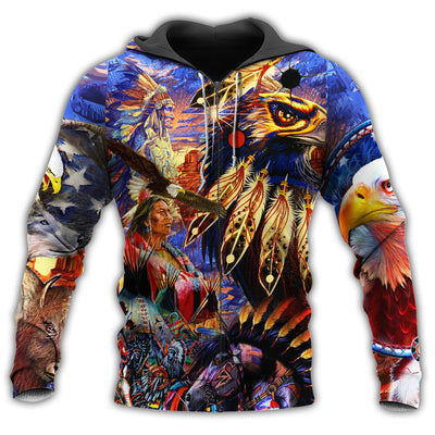 Zip Hoodie / S Native Eagle All My Heart Bright Colors - Hoodie - Owls Matrix LTD