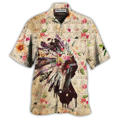Hawaiian Shirt / Adults / S Native Girl Flowers Floral - Hawaiian Shirt - Owls Matrix LTD