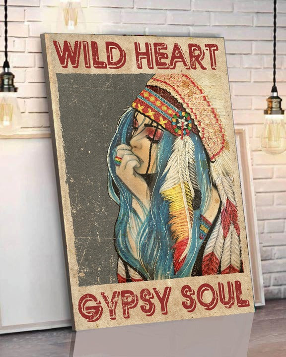 Native Girl Wild Heart Gypsy Soul - Vertical Poster - Owls Matrix LTD