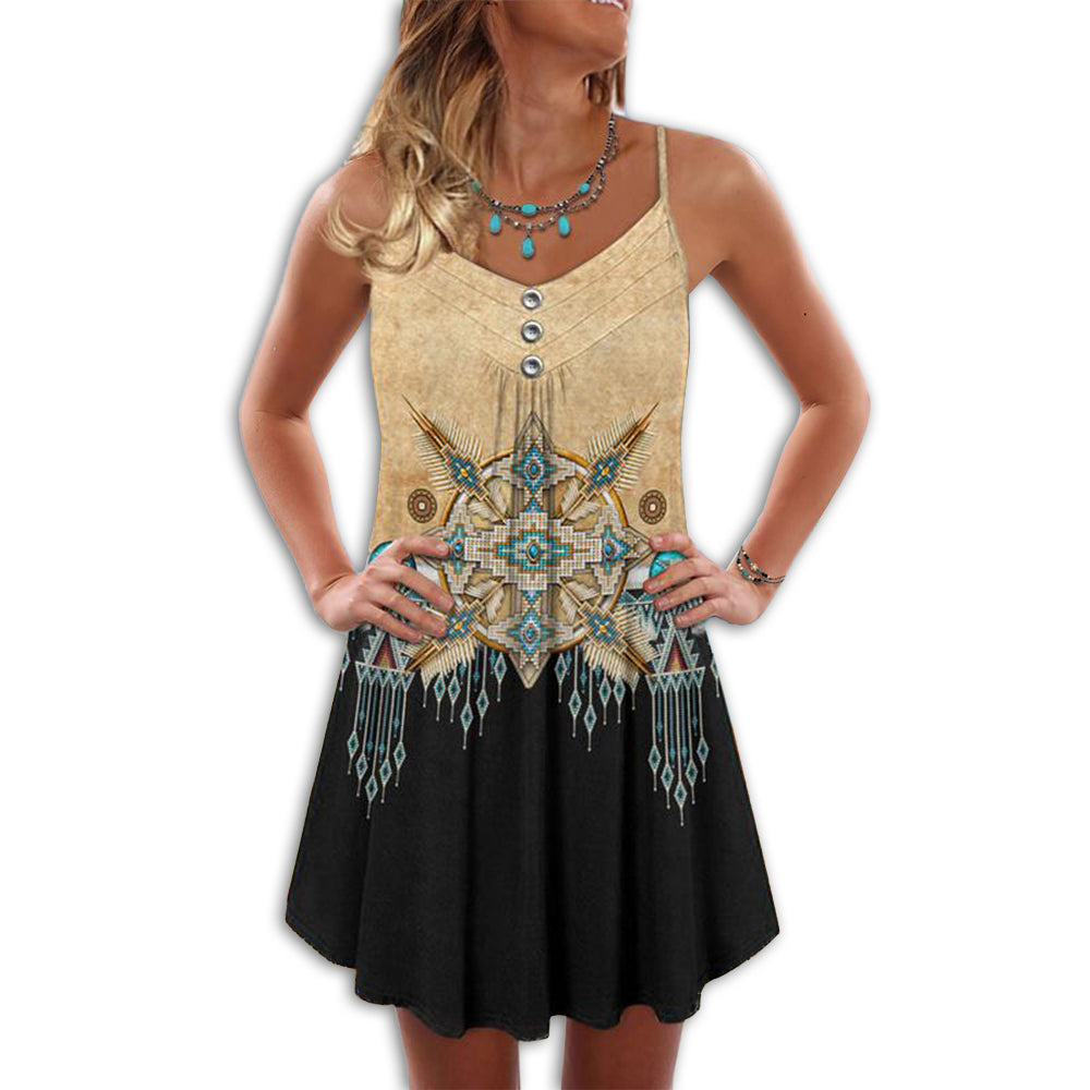 Native Peaceful Vibes Dreamcatcher Pattern - Summer Dress - Owls Matrix LTD