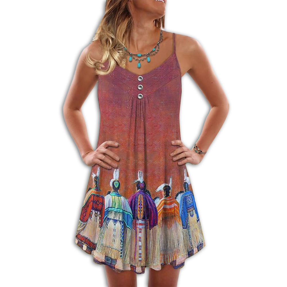 Native People Love Summer Vibes Pink - Summer Dress - Owls Matrix LTD