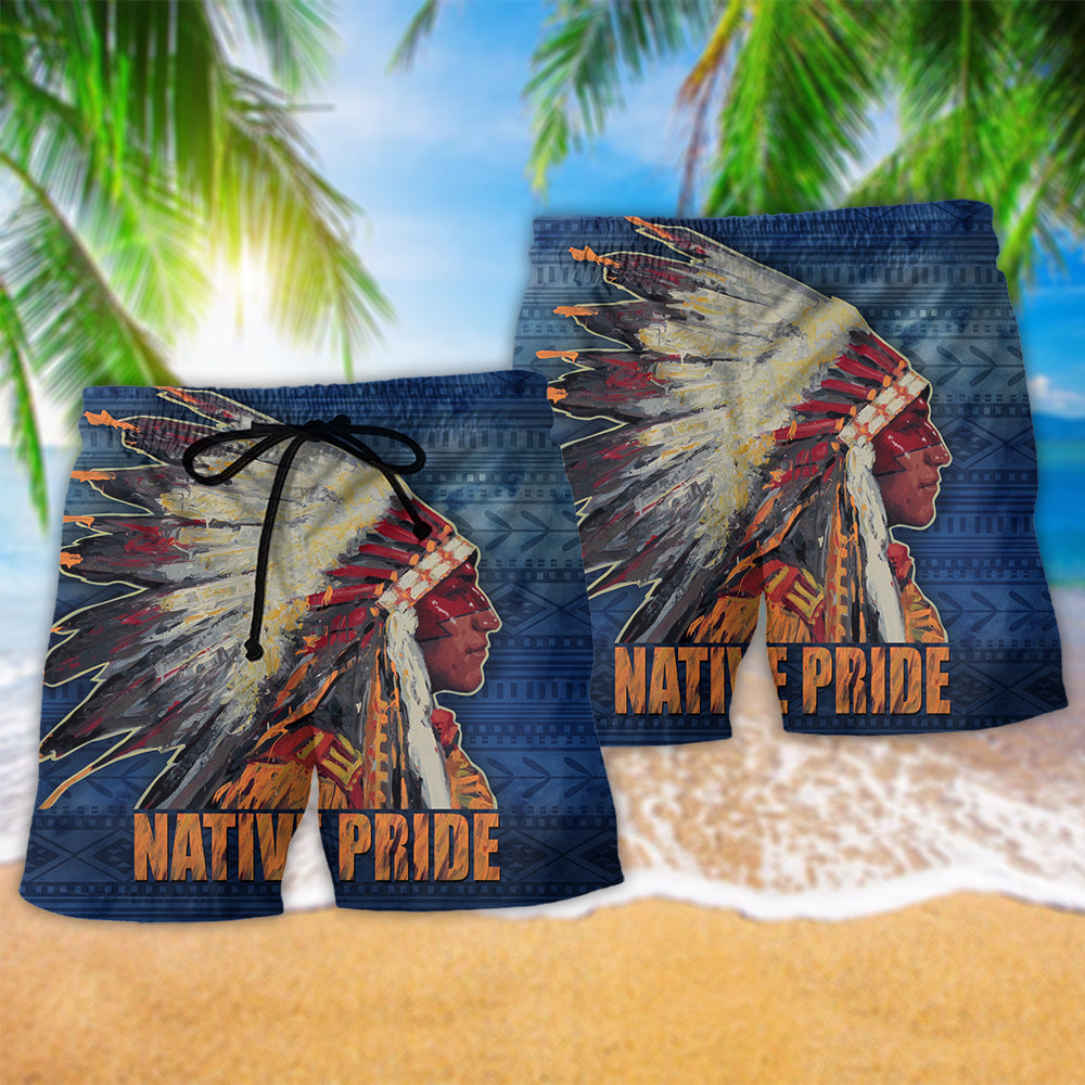 Native Pride Style Love Peace - Beach Short - Owls Matrix LTD