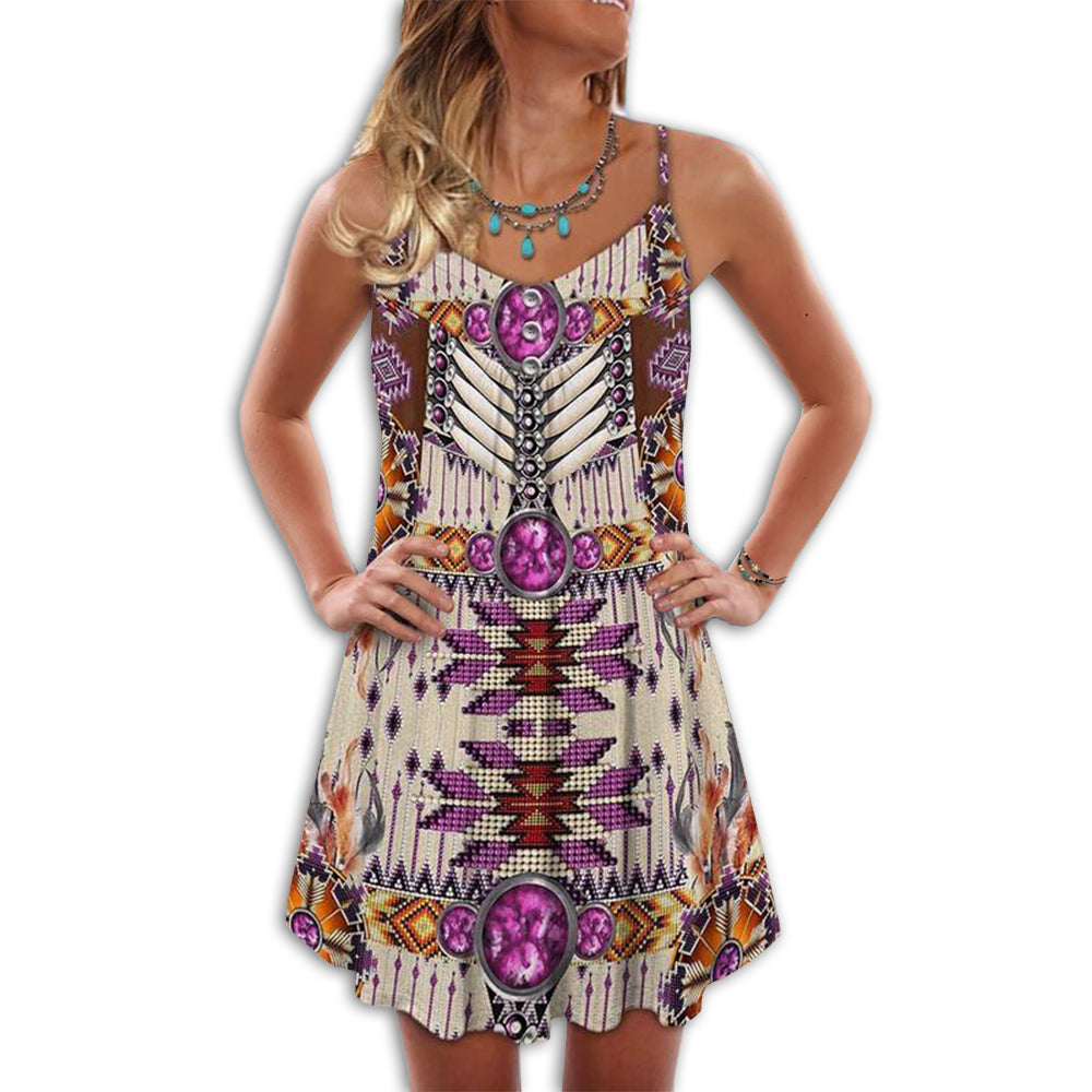 Native Sign Purple Pink Style Summer Vibes - Summer Dress - Owls Matrix LTD