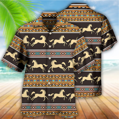 Native Style Love Peace Horse Pattern - Hawaiian Shirt - Owls Matrix LTD