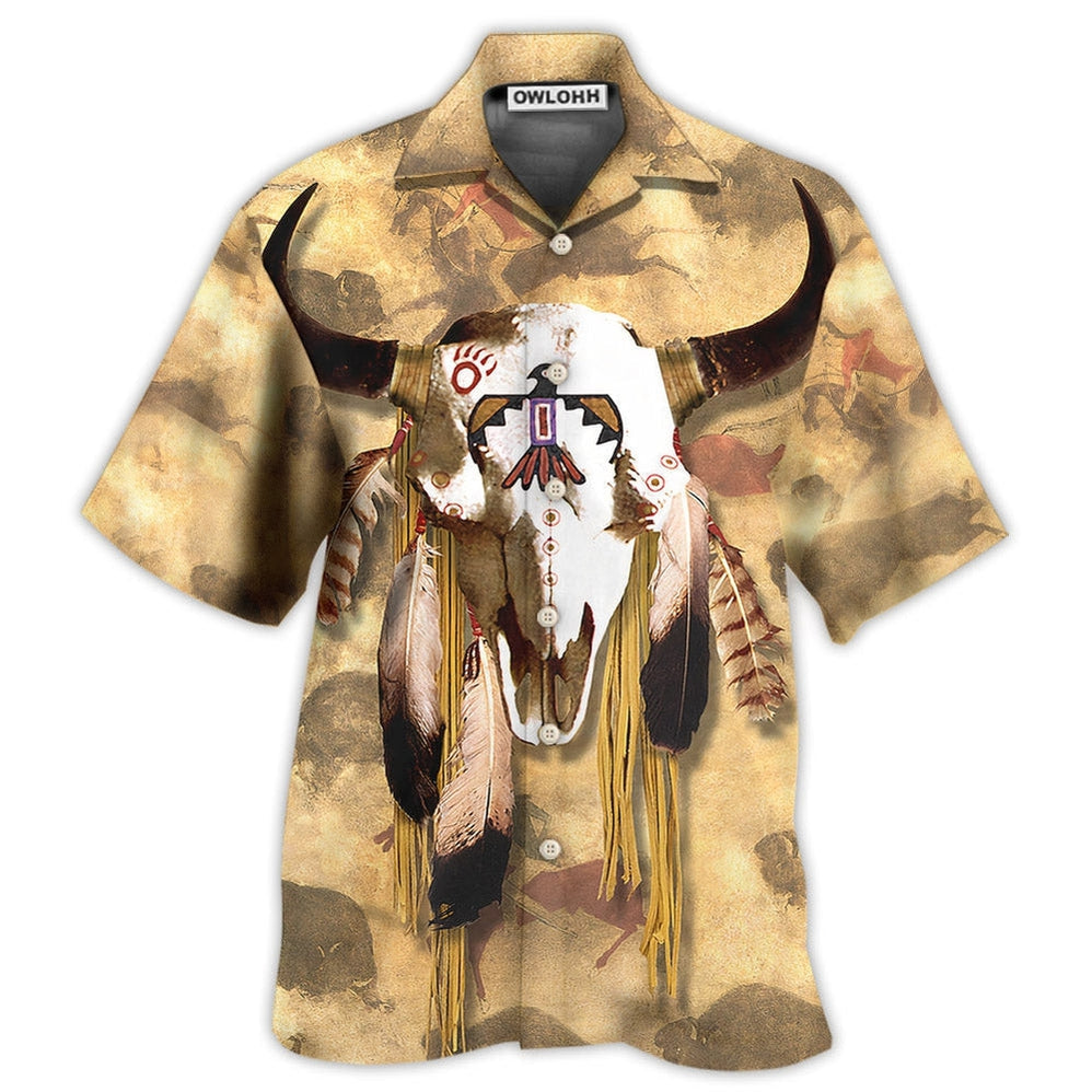 Hawaiian Shirt / Adults / S Native Skull Style Love Peace - Hawaiian Shirt - Owls Matrix LTD