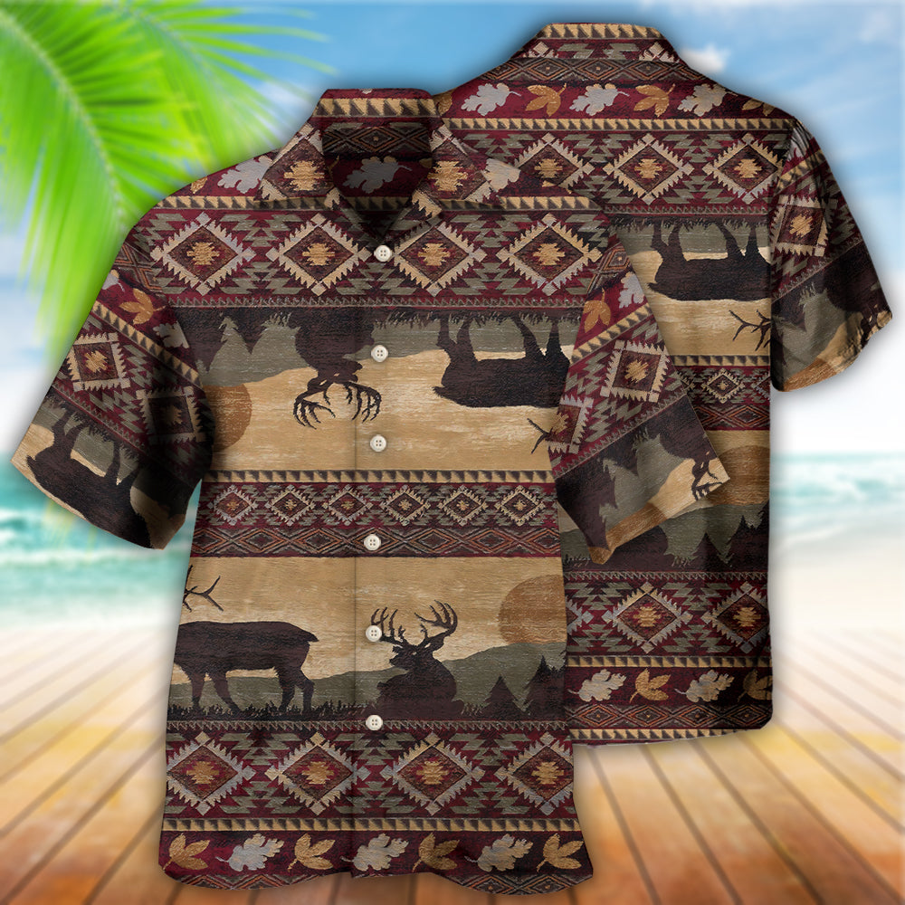 Native Style Love Peace Moose - Hawaiian Shirt - Owls Matrix LTD