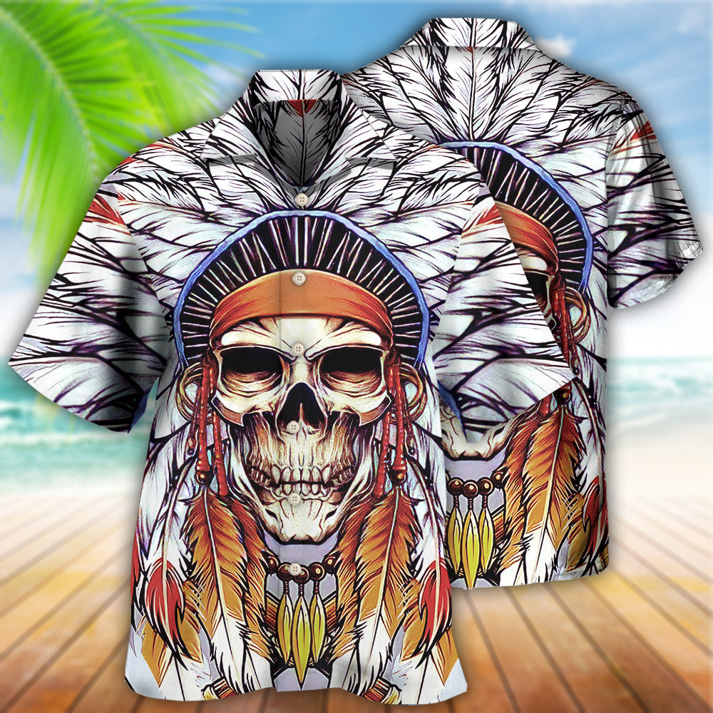 Native Style Love Peace Skull - Hawaiian Shirt - Owls Matrix LTD