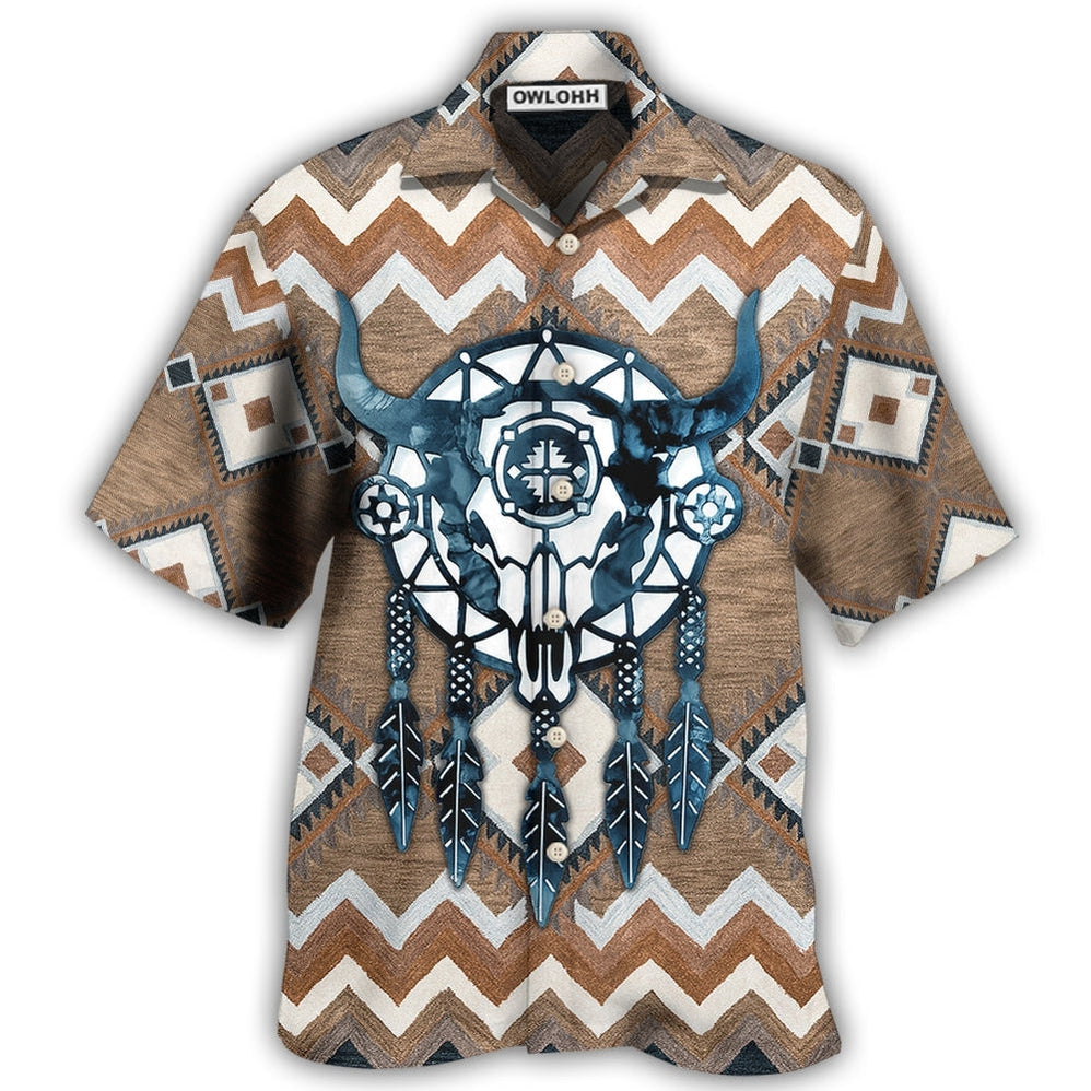 Hawaiian Shirt / Adults / S Native Style Love Peace Skull Dreamcather - Hawaiian Shirt - Owls Matrix LTD