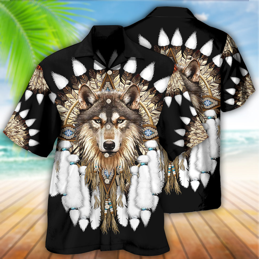 Native Wolf - Hawaiian Shirt - Owls Matrix LTD