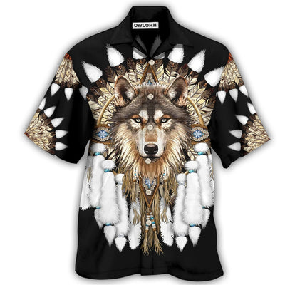 Hawaiian Shirt / Adults / S Native Wolf - Hawaiian Shirt - Owls Matrix LTD