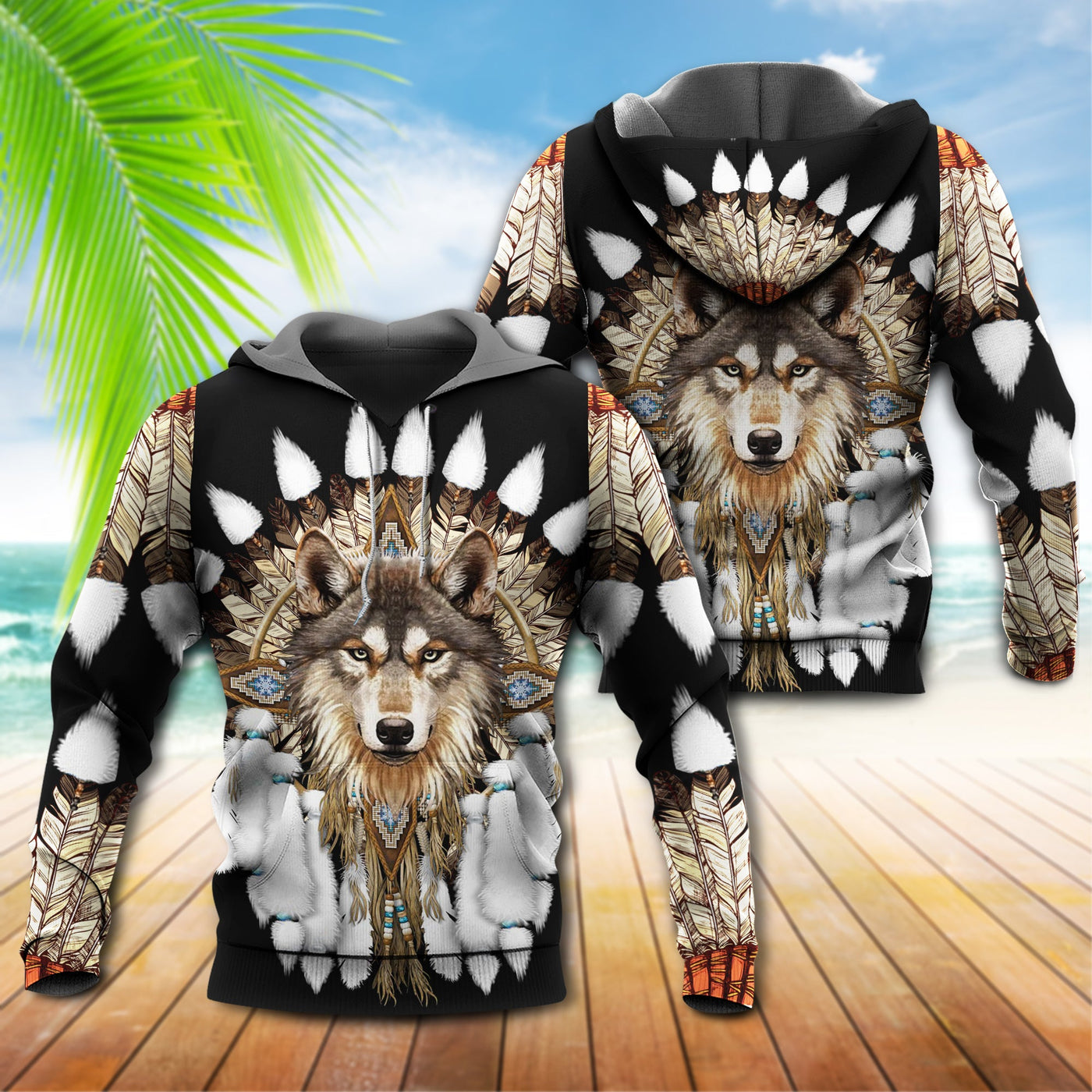 Native Wolf And Feather So Amazing - Hoodie - Owls Matrix LTD