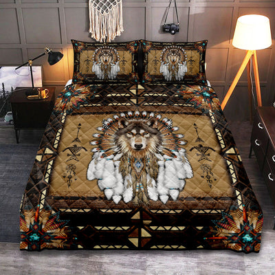 Native Wolf And Feather Style - Quilt Set - Owls Matrix LTD