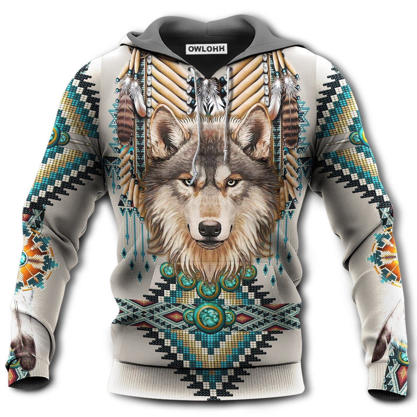 Unisex Hoodie / S Native Wolf With Sign Amazing Color - Hoodie - Owls Matrix LTD