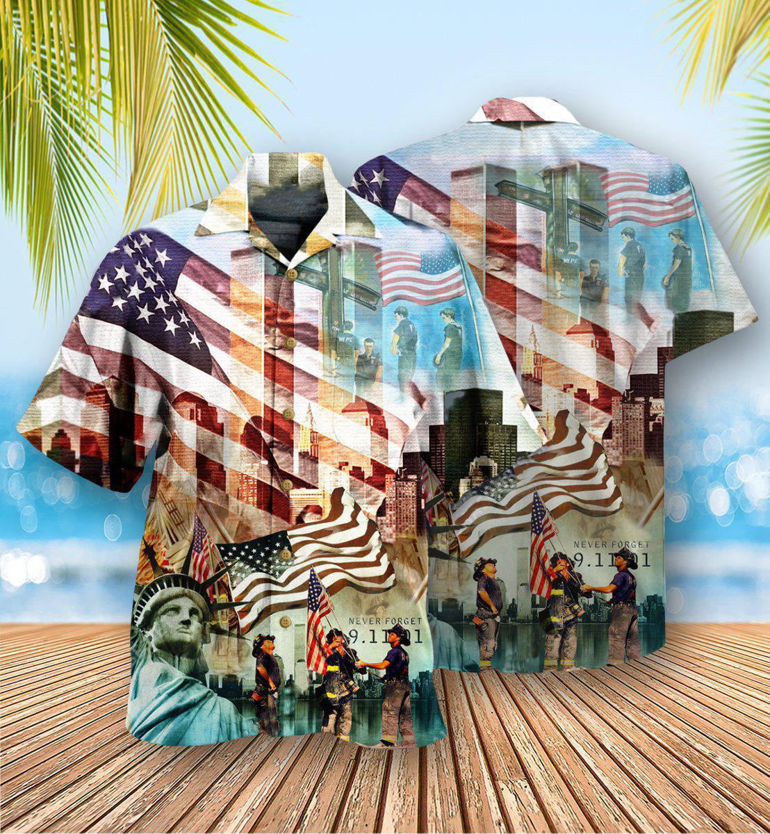 America Never Forgotten Tower Challenge Statue of Liberty - Hawaiian Shirt - Owls Matrix LTD