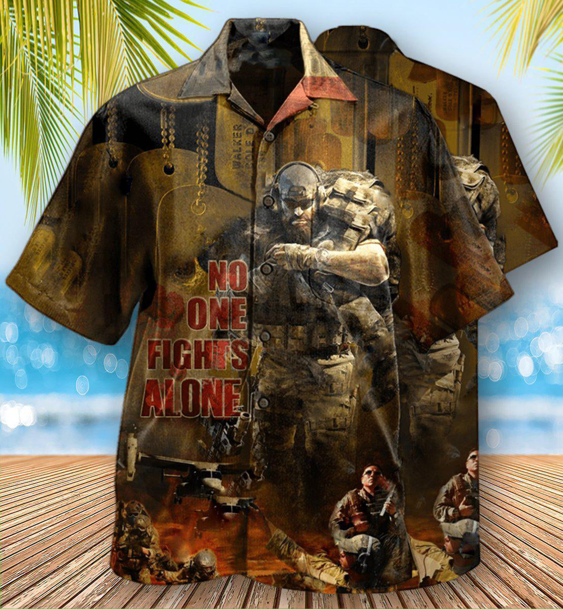 Veteran No One Fights Alone Classic Style - Hawaiian Shirt - Owls Matrix LTD