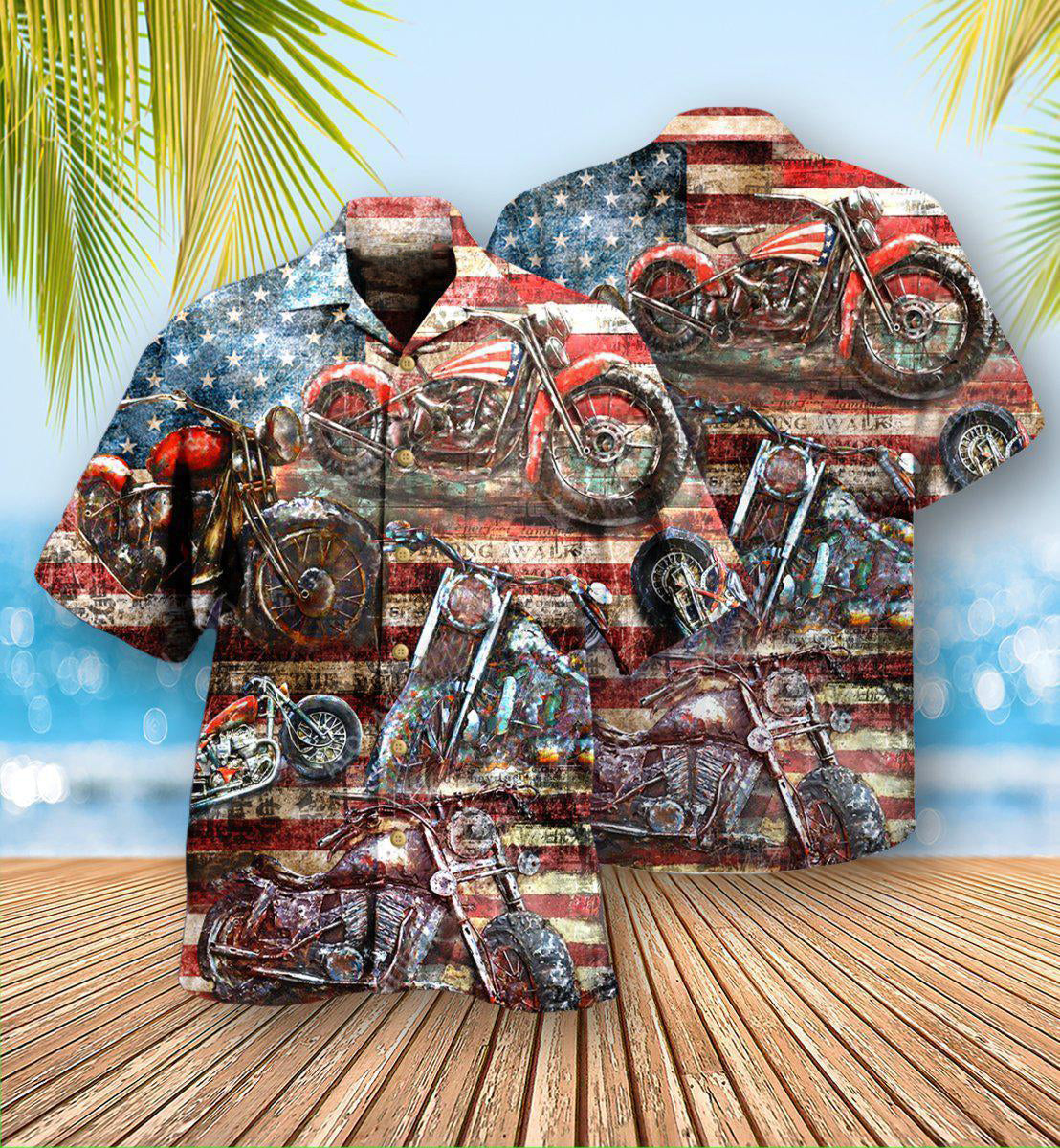 Motorcycle No Plans No Maps America - Hawaiian Shirt - Owls Matrix LTD