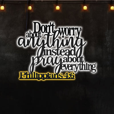 Pray Don't Worry About Anything Just Pray - Two Colours Led Lights Metal - Owls Matrix LTD