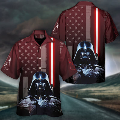 SW Darth Vader American Flag - Hawaiian Shirt - Owl Ohh-Owl Ohh