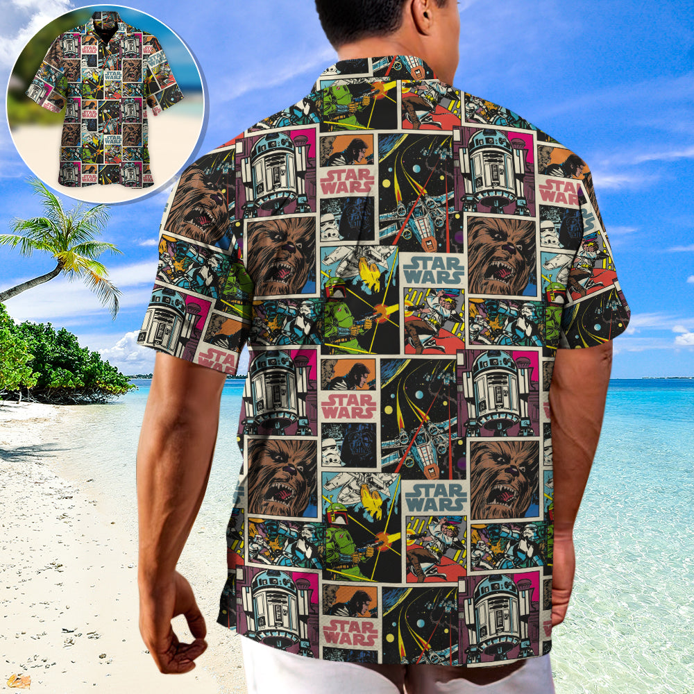 Star Wars Print Comic Pattern - Hawaiian Shirt For Men, Women, Kids - Owl Ohh-Owl Ohh