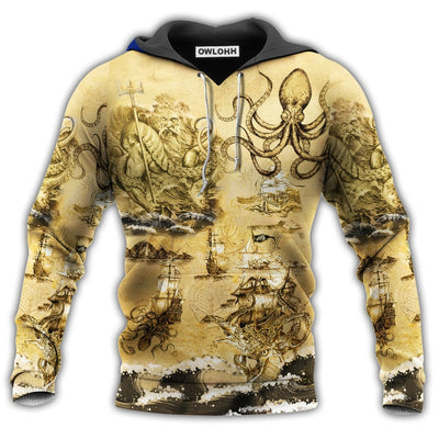Unisex Hoodie / S Octopus Amazing And Sail And Yellow Style - Hoodie - Owls Matrix LTD