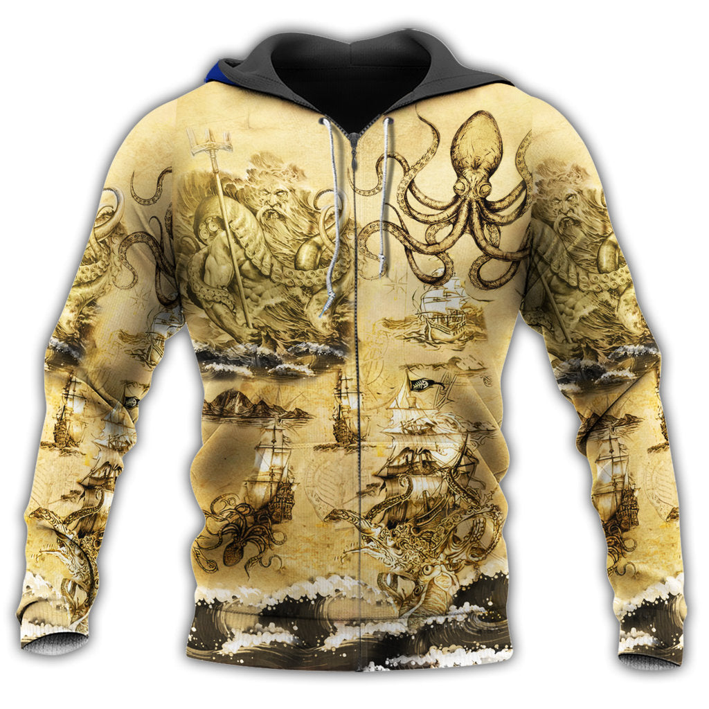 Zip Hoodie / S Octopus Amazing And Sail And Yellow Style - Hoodie - Owls Matrix LTD
