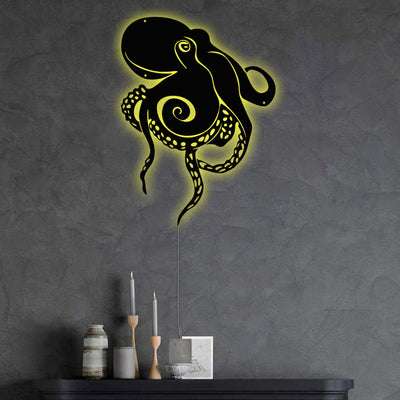 Octopus Love His Ocean - Led Light Metal - Owls Matrix LTD