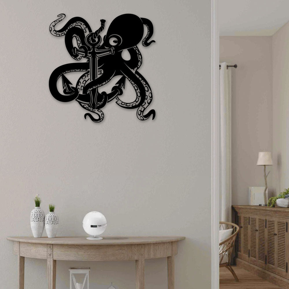 Octopus With Anchor - Led Light Metal - Owls Matrix LTD