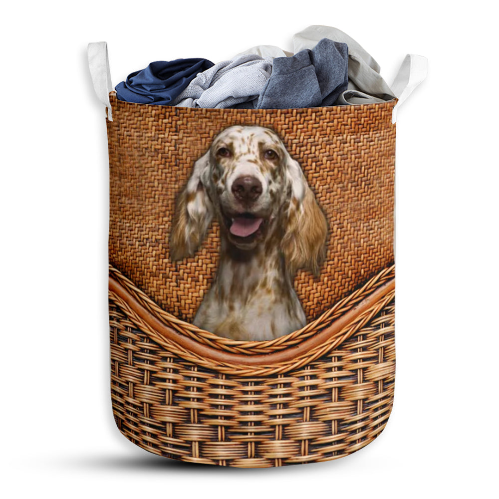 Dog Orange Belton Rattan Teaxture - Laundry Basket - Owls Matrix LTD