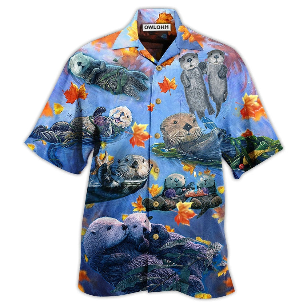 Hawaiian Shirt / Adults / S Otter Couple Love Happy - Hawaiian Shirt - Owls Matrix LTD