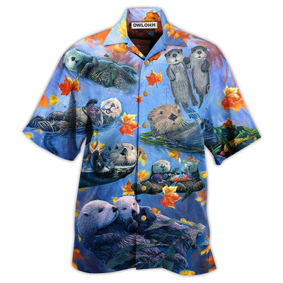 Hawaiian Shirt / Adults / S Otter Couple Love Happy - Hawaiian Shirt - Owls Matrix LTD