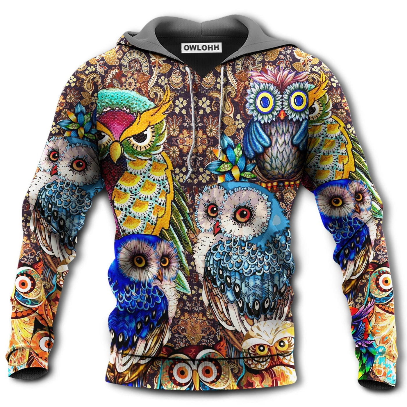 Unisex Hoodie / S Owl Full Color Love - Hoodie - Owls Matrix LTD