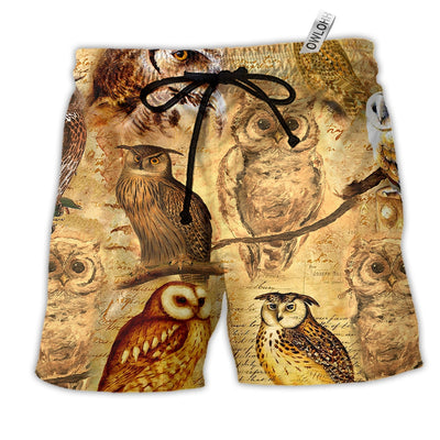 Beach Short / Adults / S Owl Vintage Wise So Beautiful - Beach Short - Owls Matrix LTD