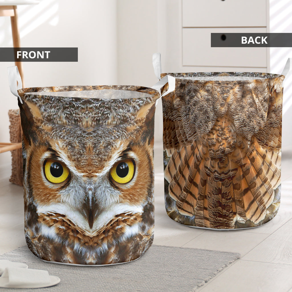 Owl Face And Butt - Laundry Basket - Owls Matrix LTD