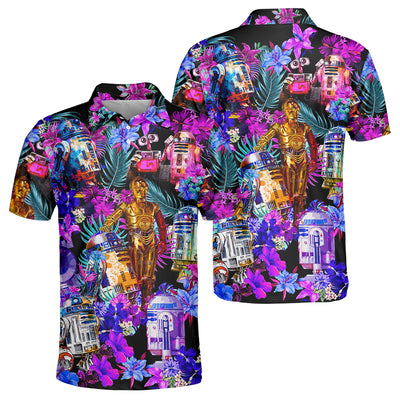 Special Star Wars R2-D2 With Friends Synthwave - Polo Shirt