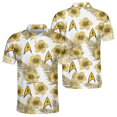 Hibiscus Floral Star Trek Starships - Polo Shirt