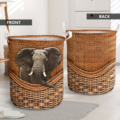 Elephant Pacaderms Elephant Rattan Teaxture - Laundry Basket - Owls Matrix LTD