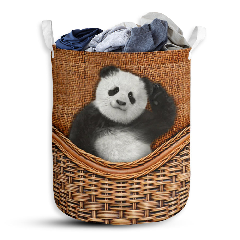 Panda Rattan Teaxture - Laundry Basket - Owls Matrix LTD
