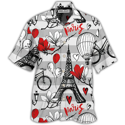 Hawaiian Shirt / Adults / S Paris Romantic Love Heart - Hawaiian Shirt - Owls Matrix LTD