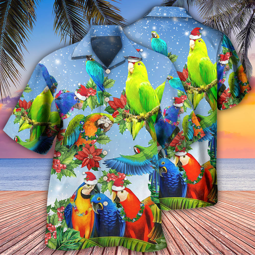 Parrot Couple Merry Christmas - Hawaiian Shirt - Owls Matrix LTD